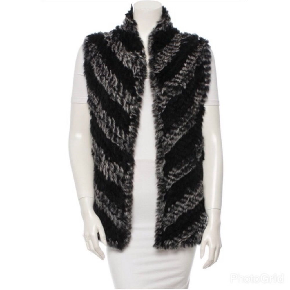 Marc by Marc Jacobs Black and White Rabbit Fur Vest